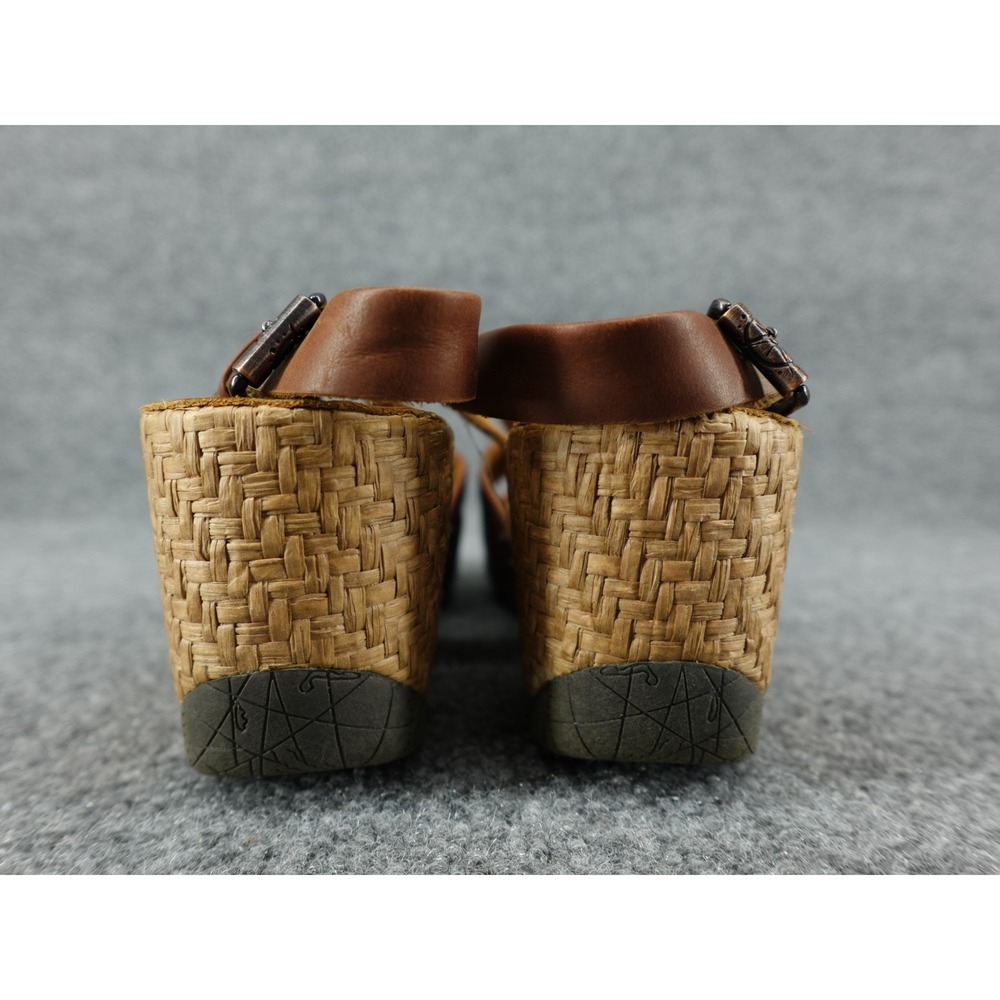 Bussola Brown Leather Platform Wedge Sandals Studded Woven Boho Spain Sz 40 - Picture 5 of 11